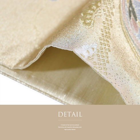 袋帯 リサイクル 帯丈432cm 六通 花丸柄 ゴールド Sサイズ 正絹 Sランク フォーマル セミフォーマル